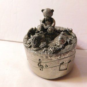 Vintage Royal Selangor Pewter Teddy Bear Music Box